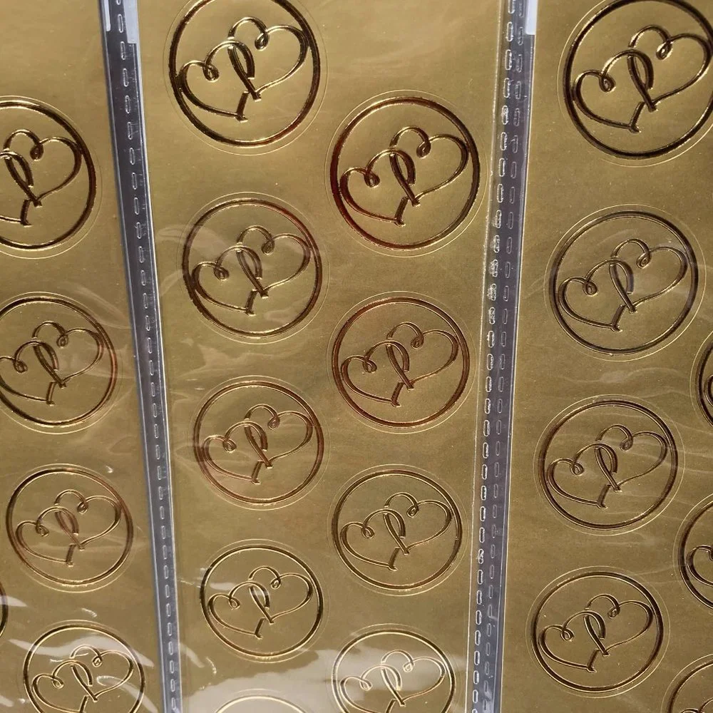 Double Heart Seals Gold Stickers for Cards Crafts